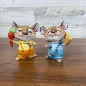 Homco Country Mouse Pair - set of‎ 2 ceramic mice